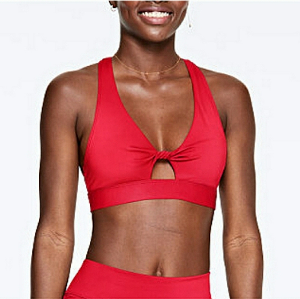 PINK VS TWIST FRONT LIGHTLY LINED SPORTS BRA/SWIM